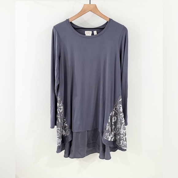 Logo By Lori Goldstein Rayon 230 Knit Tunic With Burnout Velvet Size Large - Picture 2 of 6